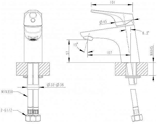 Смеситель для раковины Bravat DROP-D F148162C купить в интернет-магазине сантехники Sanbest