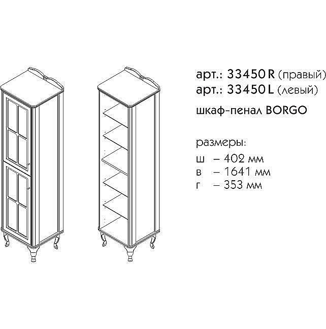 Пенал Caprigo Borgo 40 Синий для ванной в интернет-магазине сантехники Sanbest