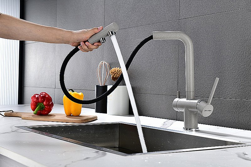 Смеситель для кухни Paulmark Serpentine Se213222-DG графит купить в интернет-магазине сантехники Sanbest