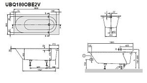 Ванна Villeroy&Boch Oberon UBQ180OBE2V-01 180x80 купить в интернет-магазине Sanbest