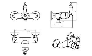 Смеситель для душа Boheme Vogue 224-BLC хром/ручка черная керамика купить в интернет-магазине сантехники Sanbest