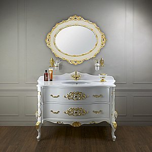 Тумба с раковиной Migliore Virginia 139 Laccato Bianco/Dorato для ванной в интернет-магазине Sanbest