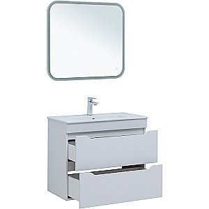 Тумба с раковиной Aquanet Практика 80 330459 белая матовая для ванной в интернет-магазине Sanbest