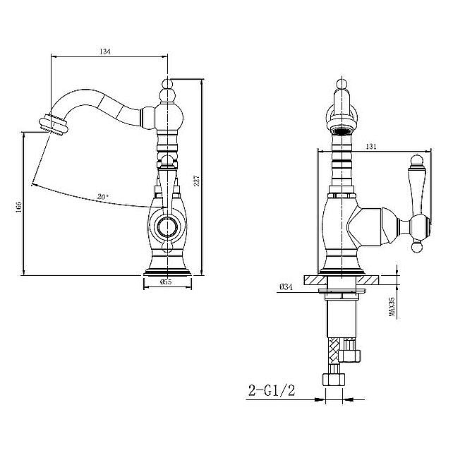 Cмеситель для раковины Caprigo FONTE 12-524-crm хром купить в интернет-магазине сантехники Sanbest