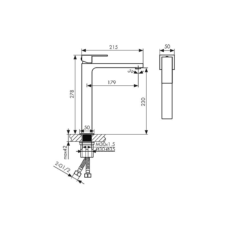 Смеситель для раковины Kaiser Cube 01311-4 белый матовый купить в интернет-магазине сантехники Sanbest
