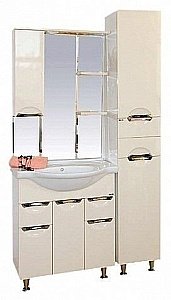 Зеркало со шкафом Misty Жасмин 85 бежевая эмаль в ванную от интернет-магазине сантехники Sanbest