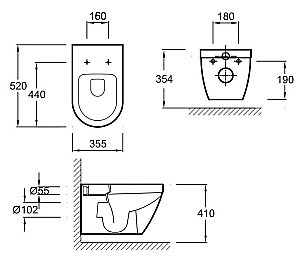 Унитаз подвесной Jacob Delafon RODIN+ E21748RU-00 безободковый, с крышкой микролифт, с инсталляцией и черной кнопкой купить в интернет-магазине Sanbest