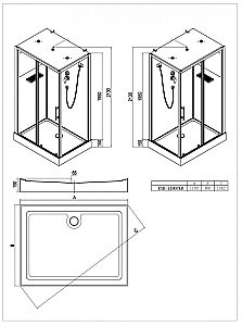 Душевая кабина Esbano Elegancia ESB-1180CKR 110x80 стекло прозрачное/профиль черный купить в интернет-магазине Sanbest