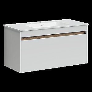 Тумба с раковиной Sancos Smart SM100W белый глянец для ванной в интернет-магазине Sanbest