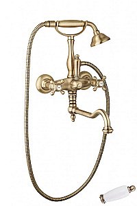 Смеситель для ванны Cezares GOLF-VDF-02 бронза/ручка белая купить в интернет-магазине сантехники Sanbest