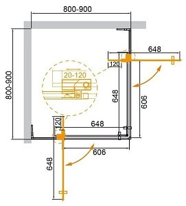 Душевой уголок Cezares Slider A-2-80/90 хром тонированный купить в интернет-магазине Sanbest