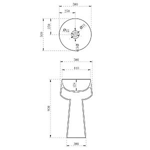 Раковина напольная ABBER Kristall AT2706White-Onyx белая/черная купить в интернет-магазине Sanbest
