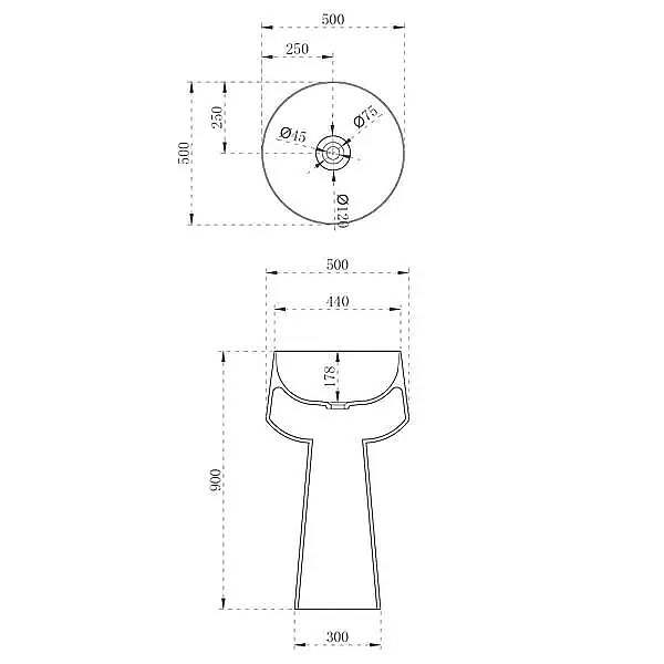 Раковина напольная ABBER Kristall AT2706White-Onyx белая/черная купить в интернет-магазине Sanbest