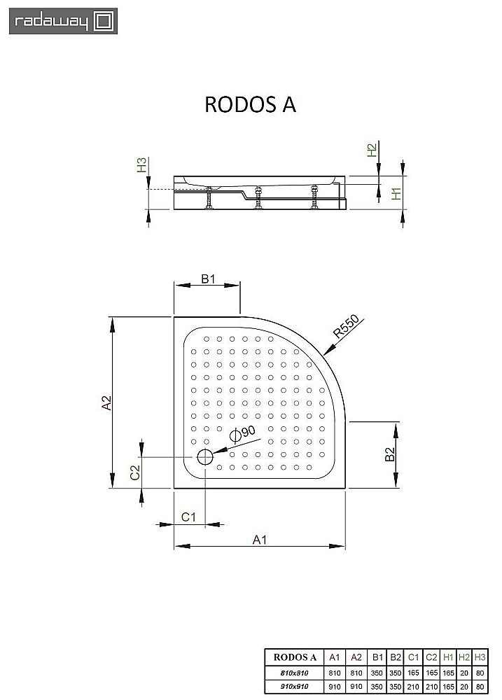 Душевой поддон Radaway Rodos A 4P88155-03 80x80 белый купить в интернет-магазине Sanbest