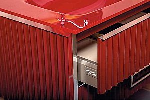 Тумба с раковиной Armadi Art Monaco 100 под моноблок бордовый с хромом для ванной в интернет-магазине Sanbest