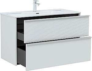 Тумба с раковиной Aquanet Вита 330474 100 белый матовый для ванной в интернет-магазине Sanbest