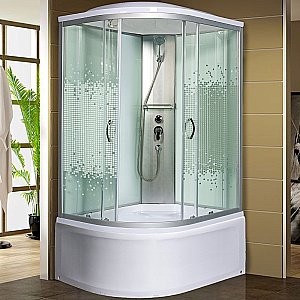 Душевая кабина Мономах XL 120x80x44 С МЗ стекло прозрачное с рисунком мозаика/профиль хром купить в интернет-магазине Sanbest