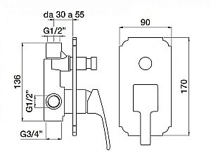 Смеситель для душа Cezares OLIMP-VDIM-03/24-L золото купить в интернет-магазине сантехники Sanbest