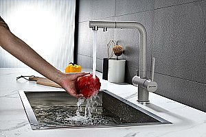 Смеситель для кухни Paulmark Serpentine Se213222-GR серый купить в интернет-магазине сантехники Sanbest