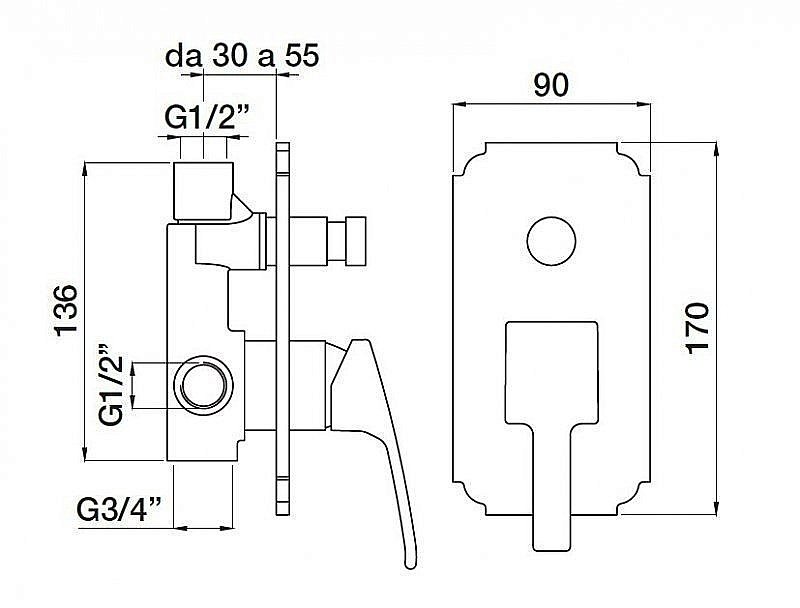 Смеситель для душа Cezares OLIMP-VDIM-03/24-L золото купить в интернет-магазине сантехники Sanbest