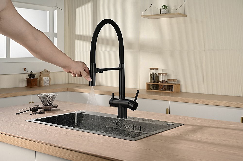 Смеситель для кухни Vincea VKF-120MB черный матовый купить в интернет-магазине сантехники Sanbest