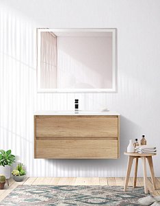 Тумба с раковиной BelBagno KRAFT 80 Rovere Nebrasca Nature/раковина стеклянная матовая для ванной в интернет-магазине Sanbest