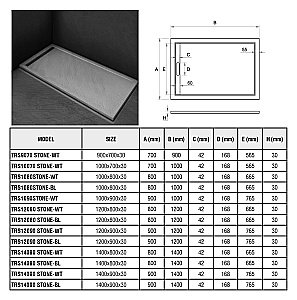 Душевой поддон Weltwasser WW TRS STONE BL 140x90 10000004384 черный купить в интернет-магазине Sanbest