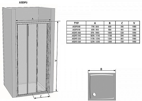 Душевая дверь Ravak SUPERNOVA ASDP3 00VG01R211 120x198 белый/Pearl купить в интернет-магазине Sanbest