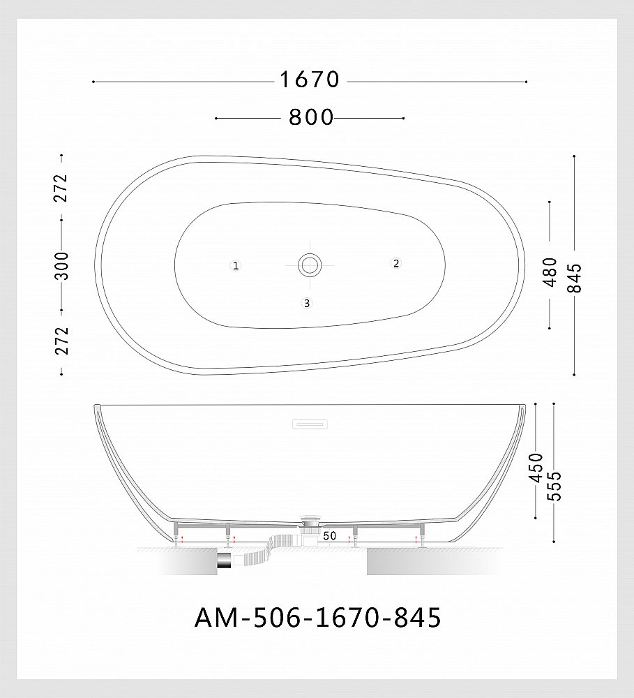 Акриловая ванна Art&Max AM-506-1670-845 купить в интернет-магазине Sanbest