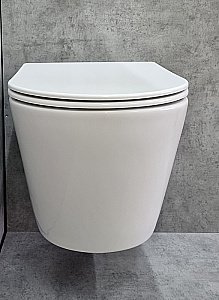 Унитаз подвесной CeramaLux TR5178 белый, безободковый, с крышкой микролифт, слив торнадо купить в интернет-магазине Sanbest