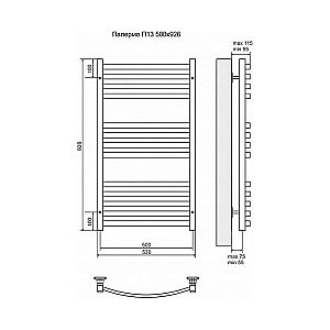 Полотенцесушитель электрический Terminus Палермо П13 500x926 левый/правый купить в интернет-магазине сантехники Sanbest