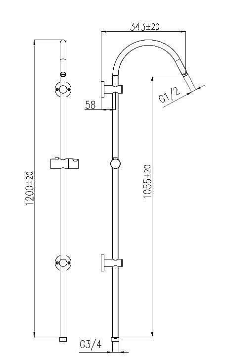 Душевая штанга Rav-Slezak MD0554L хром купить в интернет-магазине сантехники Sanbest