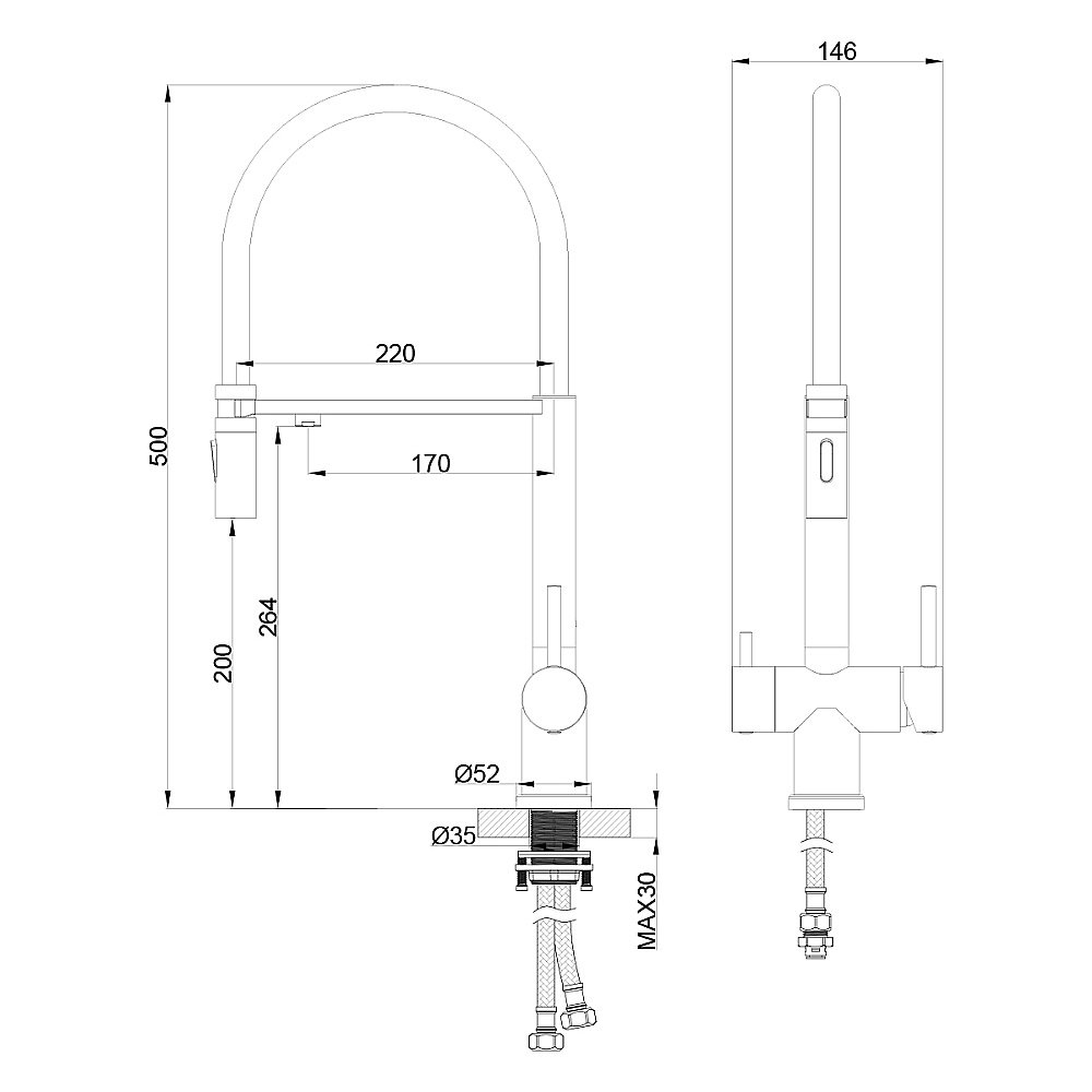 Смеситель для кухни Oliveeka K OL-458009-BN никель брашированный купить в интернет-магазине сантехники Sanbest