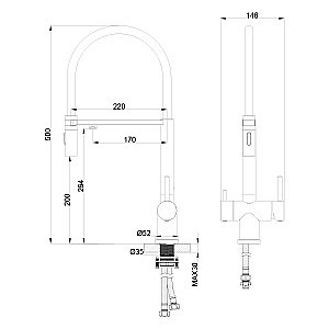Смеситель для кухни Oliveeka K OL-458009-BN никель брашированный купить в интернет-магазине сантехники Sanbest