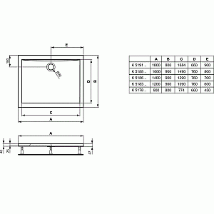 Душевой поддон Ideal Standard Ultra Flat K519101 180x80 купить в интернет-магазине Sanbest