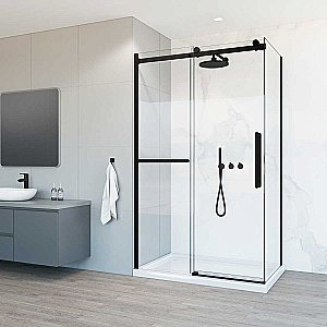 Душевой уголок Vincea Como Soft VSR-1CS1011CLB 110x100 стекло прозрачное/профиль черный купить в интернет-магазине Sanbest