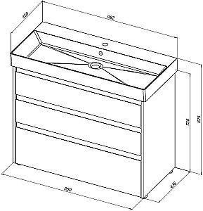 Тумба с раковиной Aquanet Nova Lite 302480 100 дуб рустикальный для ванной в интернет-магазине Sanbest