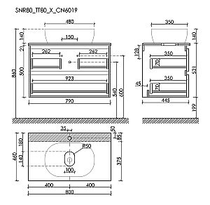 Тумба с раковиной Sancos SNOB R 80 со столешницей, Doha Soft для ванной в интернет-магазине Sanbest