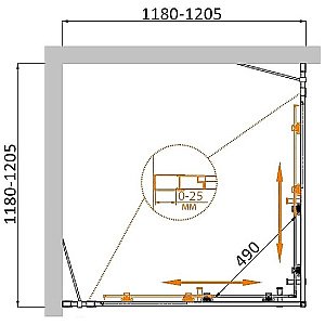 Душевой уголок Cezares Molveno A 22 90+30 C GM IV 120х120 стекло прозрачное/профиль оружейная сталь матовая купить в интернет-магазине Sanbest