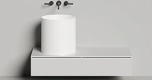 Раковина накладная Salini Armonia 04 130118G 46 из искусственного камня S-Sense, белая глянцевая купить в интернет-магазине Sanbest