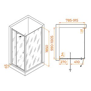 Душевой уголок RGW Passage PA-44B (PA-02B NEW + Z-050-1B) 80х100 41084480-014 стекло прозрачное/профиль черный купить в интернет-магазине Sanbest