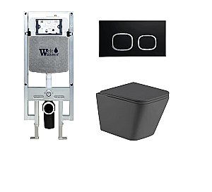 Унитаз подвесной WeltWasser WW GELBACH 10000012020 с крышкой микролифт, безободковый, смыв торнадо, в комплекте с инсталяцией, серый матовый купить в интернет-магазине Sanbest