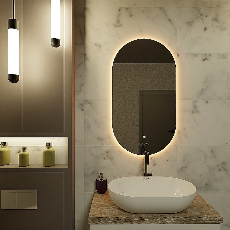 Зеркало с подсветкой Owl 1975 Rusken 55 OWLM200304 в ванную от интернет-магазине сантехники Sanbest