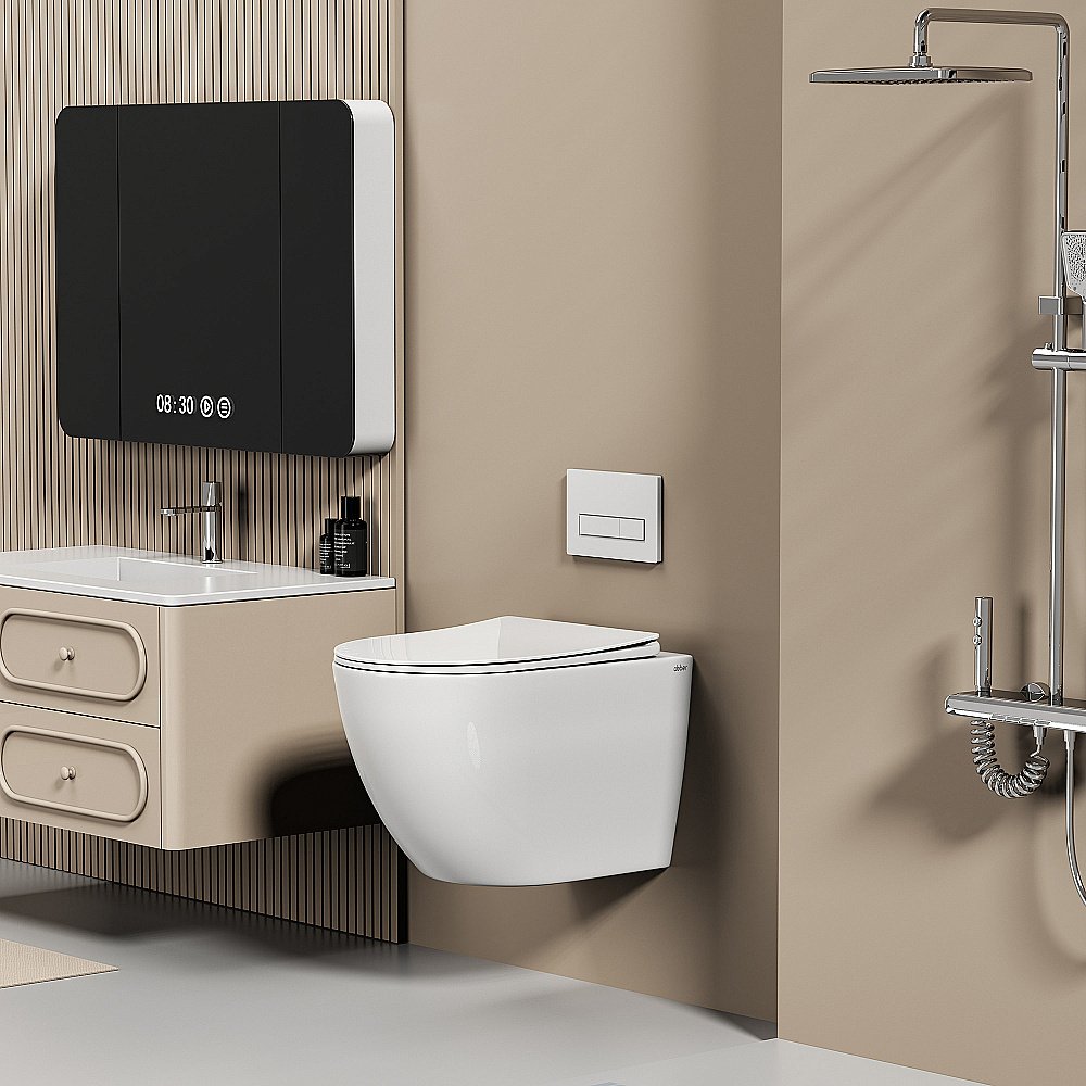 Унитаз подвесной Abber Ultra AC1301 белый, безободковый, с крышкой микролифт купить в интернет-магазине Sanbest