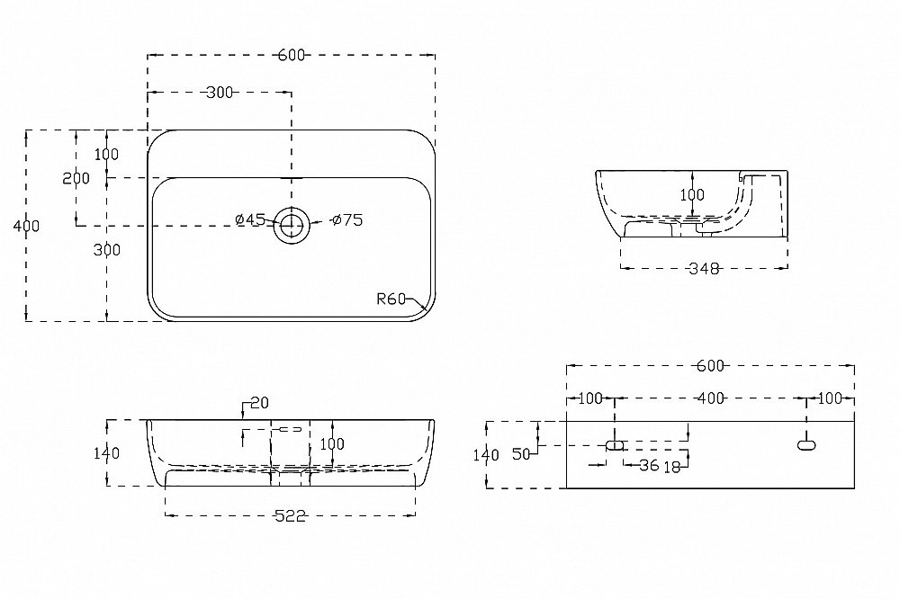 Раковина Abber Stein AS2654 белая матовая купить в интернет-магазине Sanbest