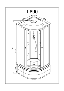 Душевая кабина Deto L 690 98778 90x90 купить в интернет-магазине Sanbest