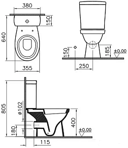 Унитаз напольный Vitra Norm Eisberg 9844B099-7202 с бачком, с крышкой микролифт, белый купить в интернет-магазине Sanbest