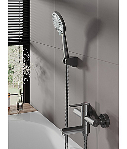 Смеситель для ванны Agger Easy A3121255 с душевым набором, оружейная сталь матовая купить в интернет-магазине сантехники Sanbest