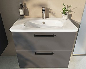 Тумба с раковиной VitrA Root 68289 80 матовый серый камень для ванной в интернет-магазине Sanbest