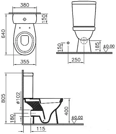 Унитаз напольный Vitra Norm Eisberg 9844B099-7202 с бачком, с крышкой микролифт, белый купить в интернет-магазине Sanbest